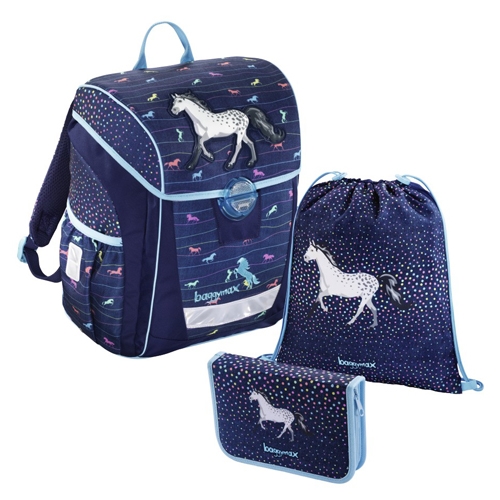 School briefcase - 3-piece set, Baggymax Denim horse, weight only 0.65 kg