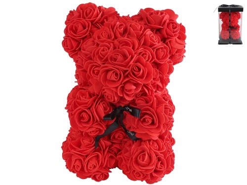 23cm red floral bear in gift box in OPP bag