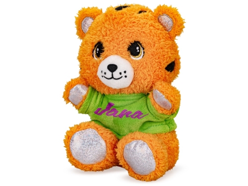 Tiger plyšový 17cm v tričku s potlačou sediaci 0m+