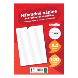 Náplne do karisblokov JUNIOR - A4 linajkové, 100 ks/bal