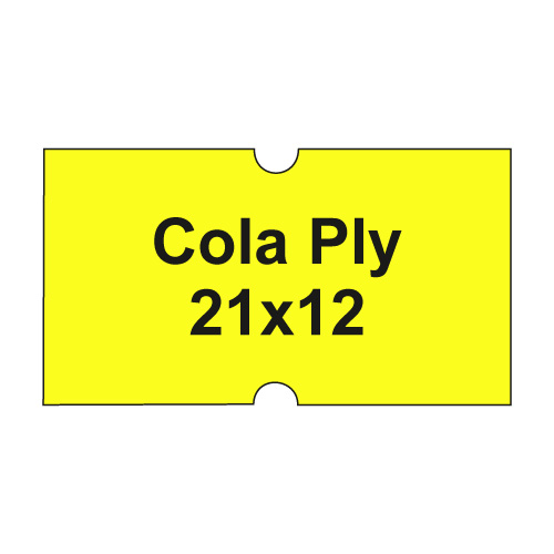 Etikety cen. COLA PLY 21x12 hranaté - 1250 etikiet/kotúčik, žlté