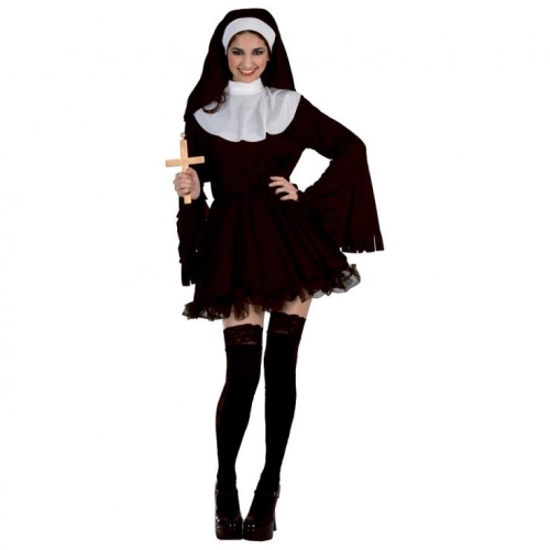 Kostým pre dospelých Flirtujúca mníška (šaty, čelenka), veľkosť M