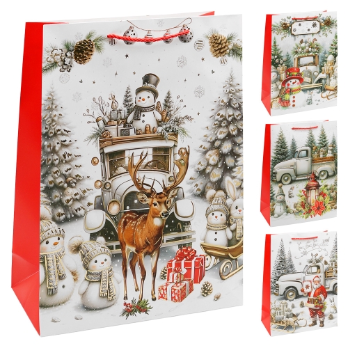 Christmas Gift Bag, 32x26x12 cm (assortment of 4 designs - price per piece)