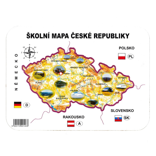 Školská papierová mapa ČR šablóna geografická