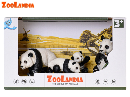 Plastic panda family with cubs in OTB