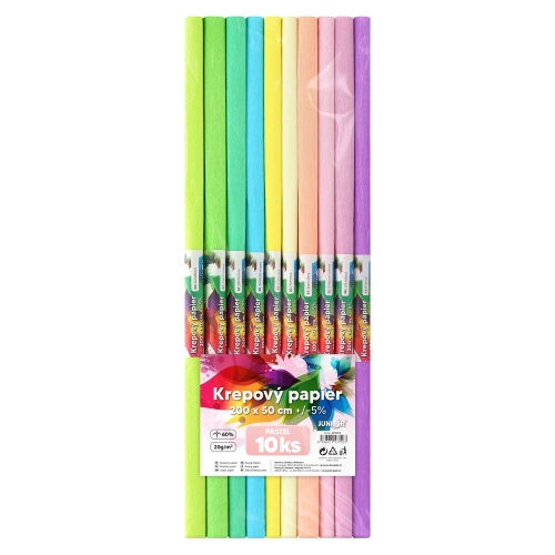 Crepe paper JUNIOR - set PASTEL 10 pcs, 50x200 cm