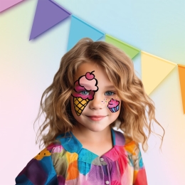 Face paints ICE DREAM - 8 colors + lipstick, brush, applicator (set) (1)