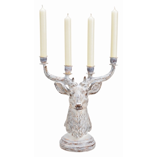 Svietnik na 4 sviečky s hlavou jeleňa 27x15x30 cm