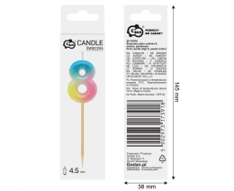 Cake candle - number "8" pastel ombre 11 cm (1)