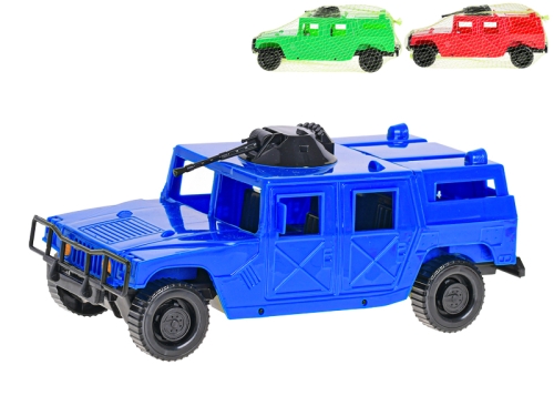 3asstd color (blue, red, green) 23cm plastic SUV car in net