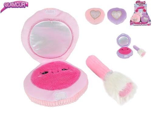Glamour 2asstd color (pink,purple) 10cm plush compact powder 0m+ 8pcs in DBX