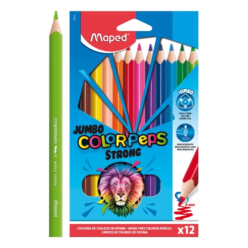 Crayons triangular MAPED "COLOR'PEPS STRONG JUMBO" set of 12 pcs