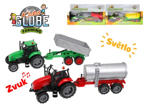 4asstd 25cm BO"try me"die cast friction powered farm Kids Globe Farming tractor w/light&so