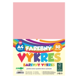 Farebný výkres A4 180g/m2, bal/50 ks - pastelová ružová