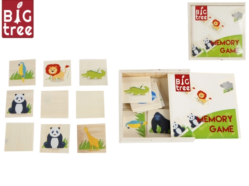 Big Tree 12x12x3cm wooden animal memory 20pcs in wooden box in shrink