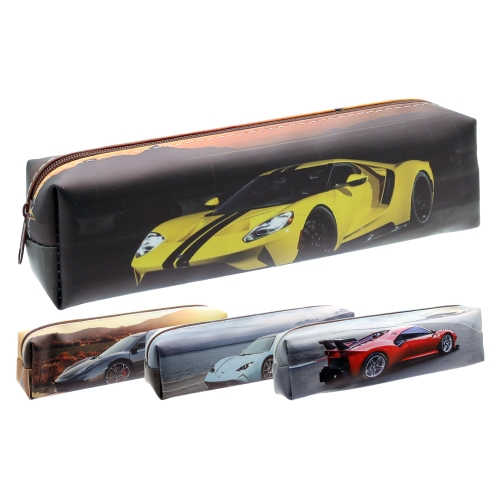 Pencil case printed with Fast Cars, empty (mix of 4 designs) PU