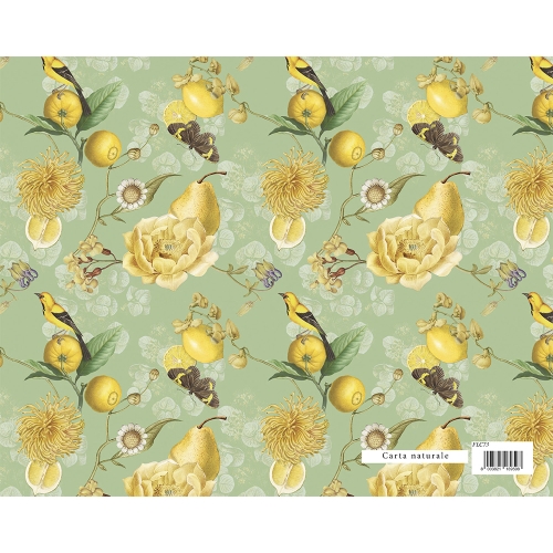 Gift wrapping paper FLORENTIA 70x100 cm - yellow flowers with fruit