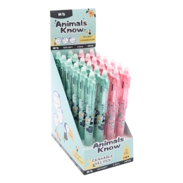 Pen 3-color, gel, eraser M&G Animal Know - black/blue/red 0.5 mm (2)