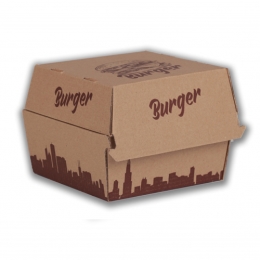 Box na hamburger 130x130x110 mm VL hnedý s potlačou 50 ks