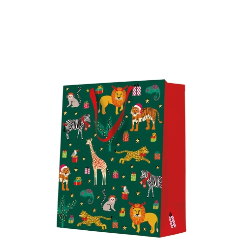 Large Gift bag - Animals in a Christmas mood 26,5x13x33,5 cm