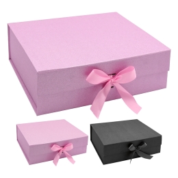 Gift box with bow 31,5 x 26 x 10,5 cm (mix of 4 colours)
