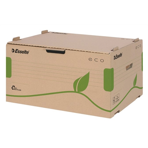 Archival container, recycled cardboard, forward-opening lid, ESSELTE "Eco", brown