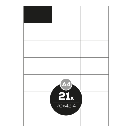 Labels PRINT A4/100 pcs, 70x42.4 - 21 labels, white