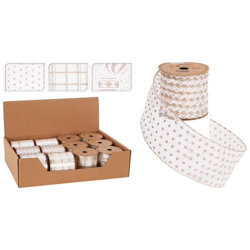 Decorative ribbon 63x2700 mm gold champagne (mix of 3 designs, price /1 pc)