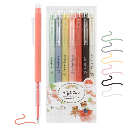 Gel pen M&G Fruit Spirit 0.5 mm, set of 7 pcs (1)