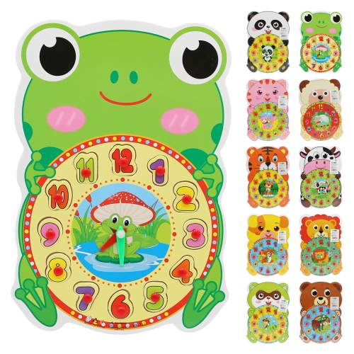 Children's wooden clock with animal (mix of 10 designs)