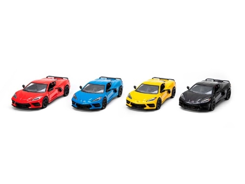 4asstd color (red,blue,yellow,black) 13cm 1:36 die cast pull back Kinsmart Corvette 2021 1