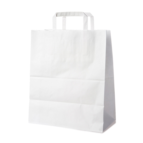 Paper bags 32+16x39 cm white /50 pcs/