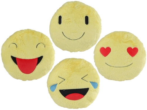 4asstd 36x36x10cm plush smiley cushion in polybag