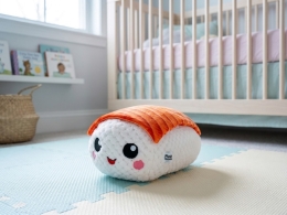 Plush Friends Kawaii 1style only (salmon) 25x14x17cm Kawaii Sushi Nigiri 0m+ (1)