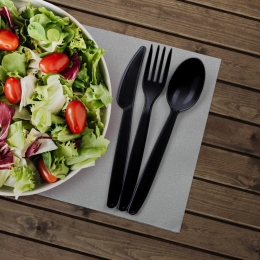 Reusable fork (PP) black 18,5 cm [50 pcs]