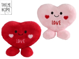 Take Me Home 2asstd color (red,pink) 14cm plush heart w/face 0m+