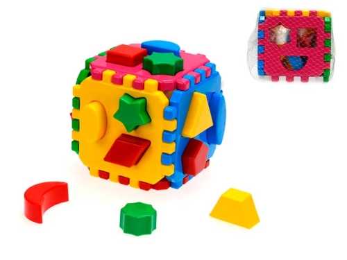12x12x12cm plastic puzzle cube w/geometric shapes 12m+