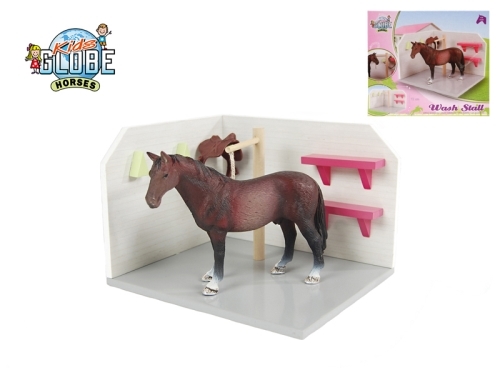 1style (pink) 18x12x15cm 1:24 Kids Globe Horses wooden horse wash box in PBX