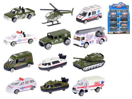 12asstd 7-8cm 1:64 die cast free wheel army/ambulance vehicle in WBX 24pcs in DBX