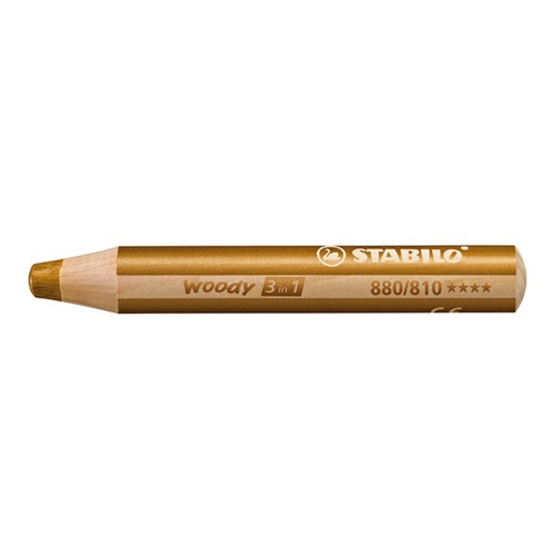Pastelka STABILO woody 3 v 1 - farbička, vodovka, voskovka - zlatá