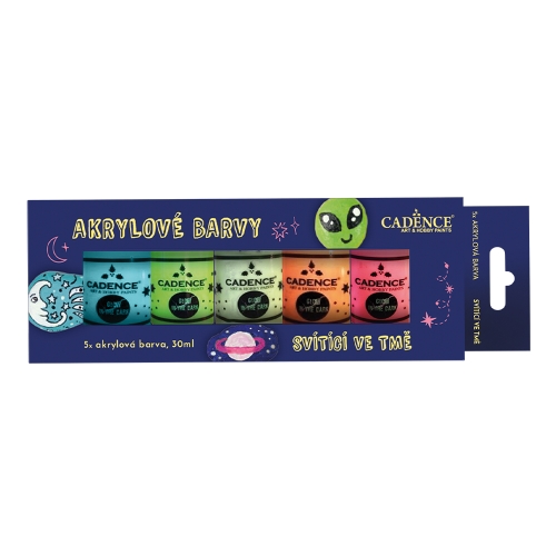 Set of 5 acrylic colors CADENCE glow in the dark
