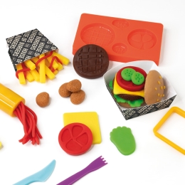 Kit 4 cans 116 g Soft Dough with tools 'House of burgers'