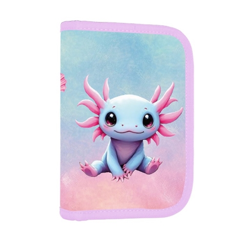 Pencil case 1 posch. /2 flaps empty - Axolotl