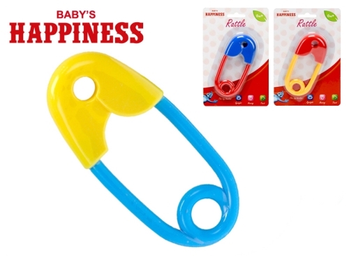 Hrkálka spínací špendlík 12cm Baby´s Happiness 3farby 0m+ na karte