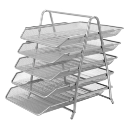 Wire stand with 5 sheet drawers, silver