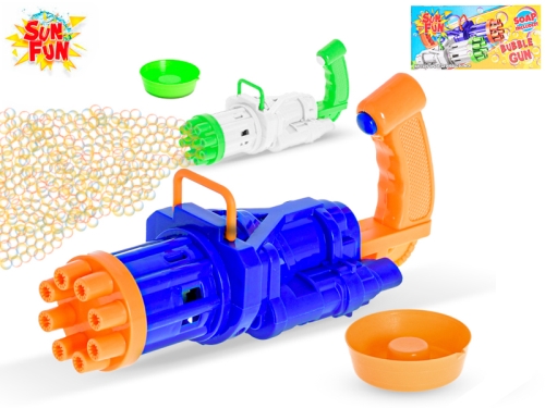 2asstd color (orange/blue, green/white) 19cm Sun Fun BO bubble fun gun w/50ml bubble filli