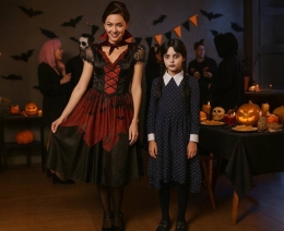 Costume / Gothic Vampire Set for Adults (dress, collar), size M (2)