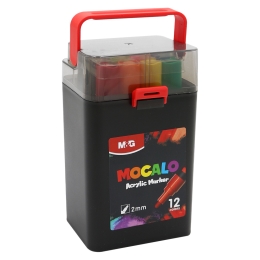 Popisovač M&G MOCALO Acrylic Marker, hrot 2 mm (sada 12 farieb) (1)