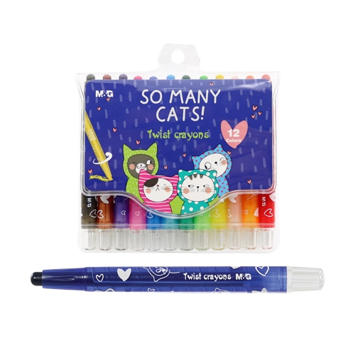Retractable wax beads M&G So Many Cats, set of 12 pcs