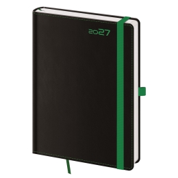 2027 Weekly Planner, A5, Black and Green, with a Pen Loop